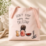 Xeebill pink canvas tote with intricate hand-embroidered floral vines and shimmering sequins