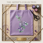 Xeebill lavender and purple color block canvas tote with Palestine Arabic calligraphy
