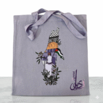 Xeebill grey canvas tote bag with Palestine map illustration featuring Keffiyeh and olive branches